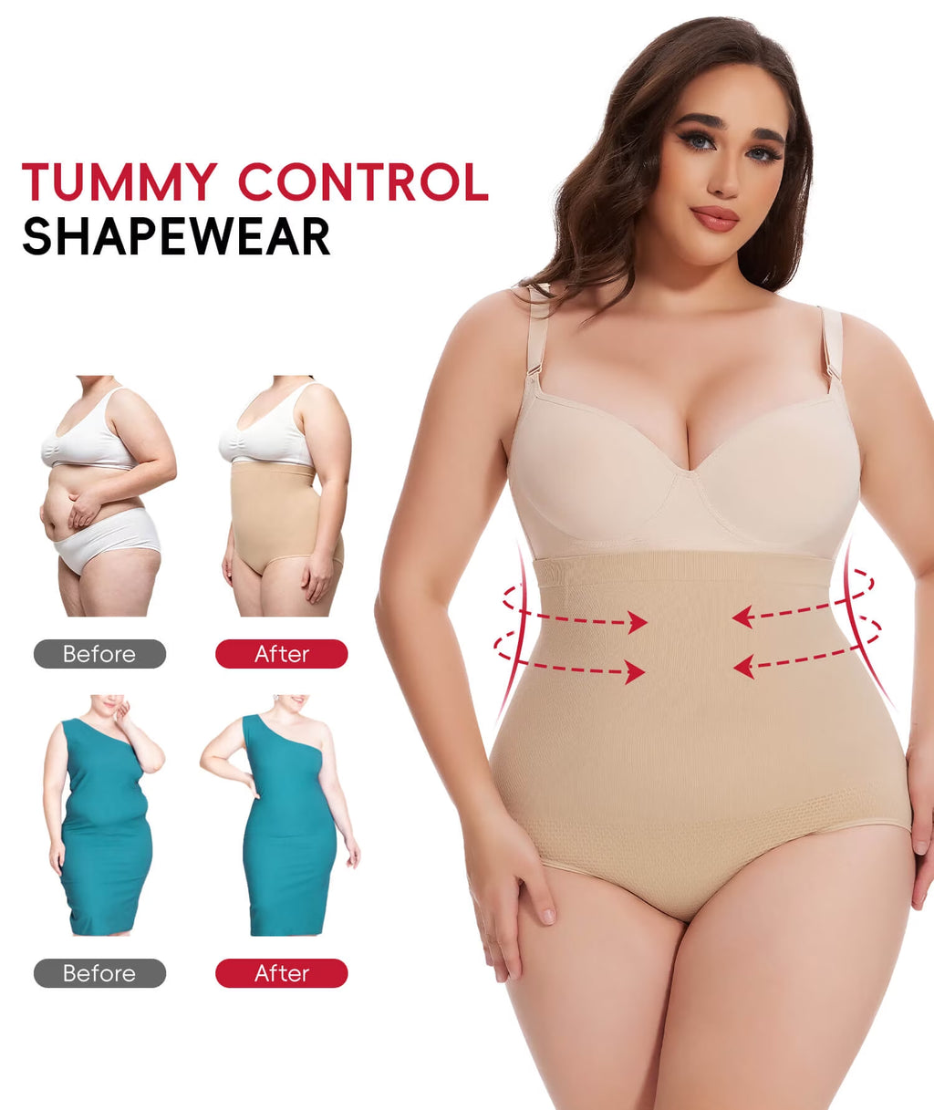 plus Size Body Shaper Tummy Control Panty - Shapewear for Women, Beige, 1-Pack