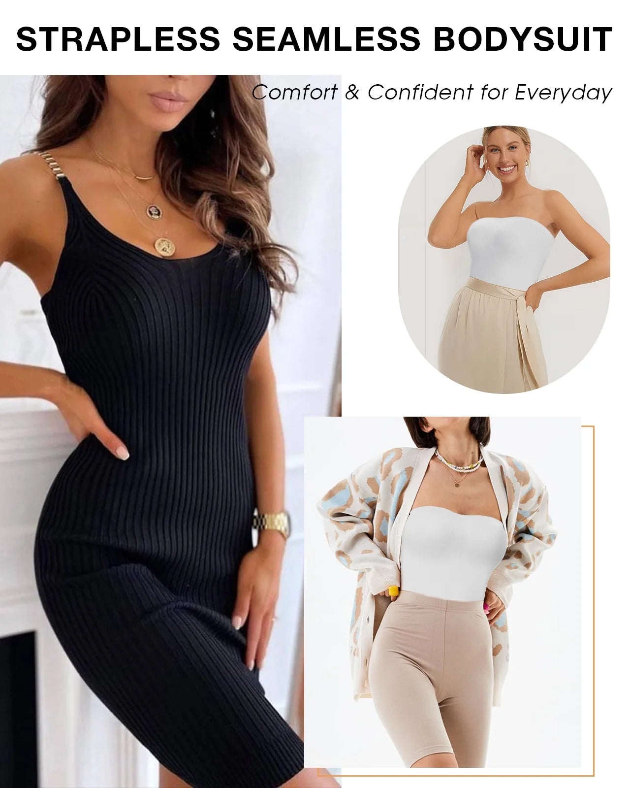 Strapless Shapewear Bodysuit for Women Tummy Control Body Shaper