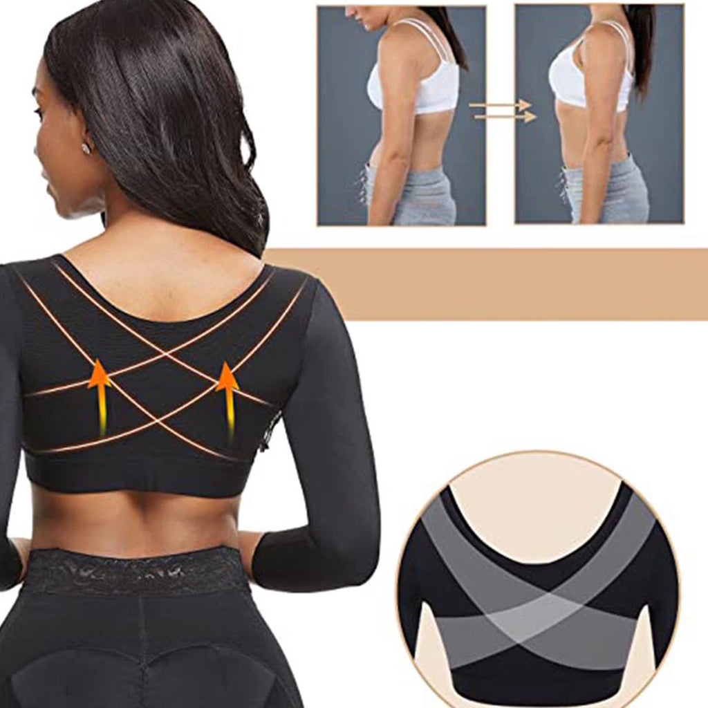 Arm Shaper for Women Post Surgery Arm Lipo Compression Sleeves Slimming Arm Front Closure Shapewear Bra Cropped Shaper Tops