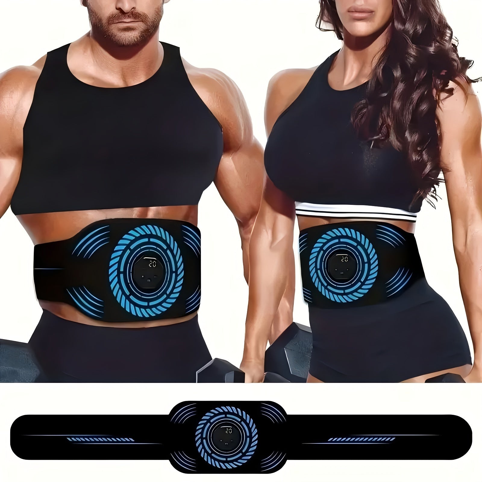 USB Rechargeable Ab Massage Belt – 6 Modes(Black)