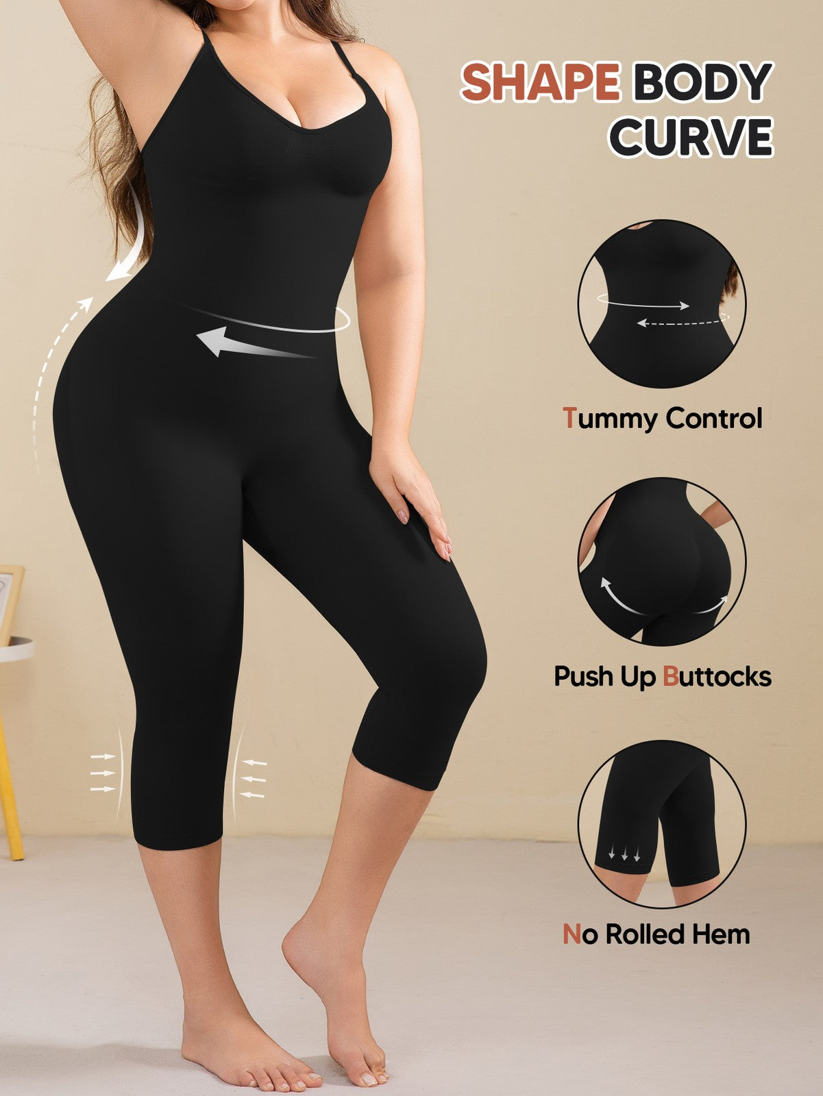 Plus Size Tummy Control Shapewear for Women Compression Leggings Body Shaper