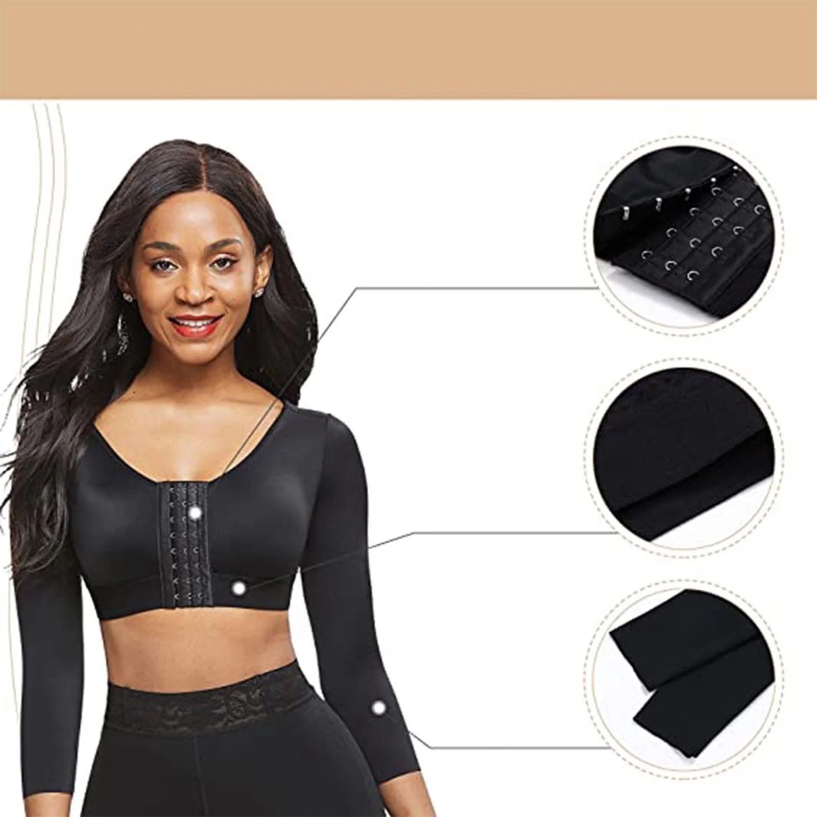 Arm Shaper for Women Post Surgery Arm Lipo Compression Sleeves Slimming Arm Front Closure Shapewear Bra Cropped Shaper Tops