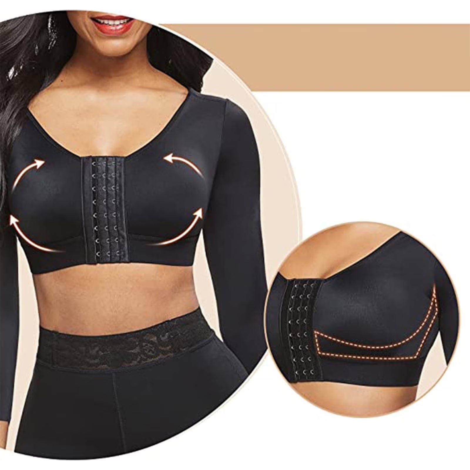 Arm Shaper for Women Post Surgery Arm Lipo Compression Sleeves Slimming Arm Front Closure Shapewear Bra Cropped Shaper Tops