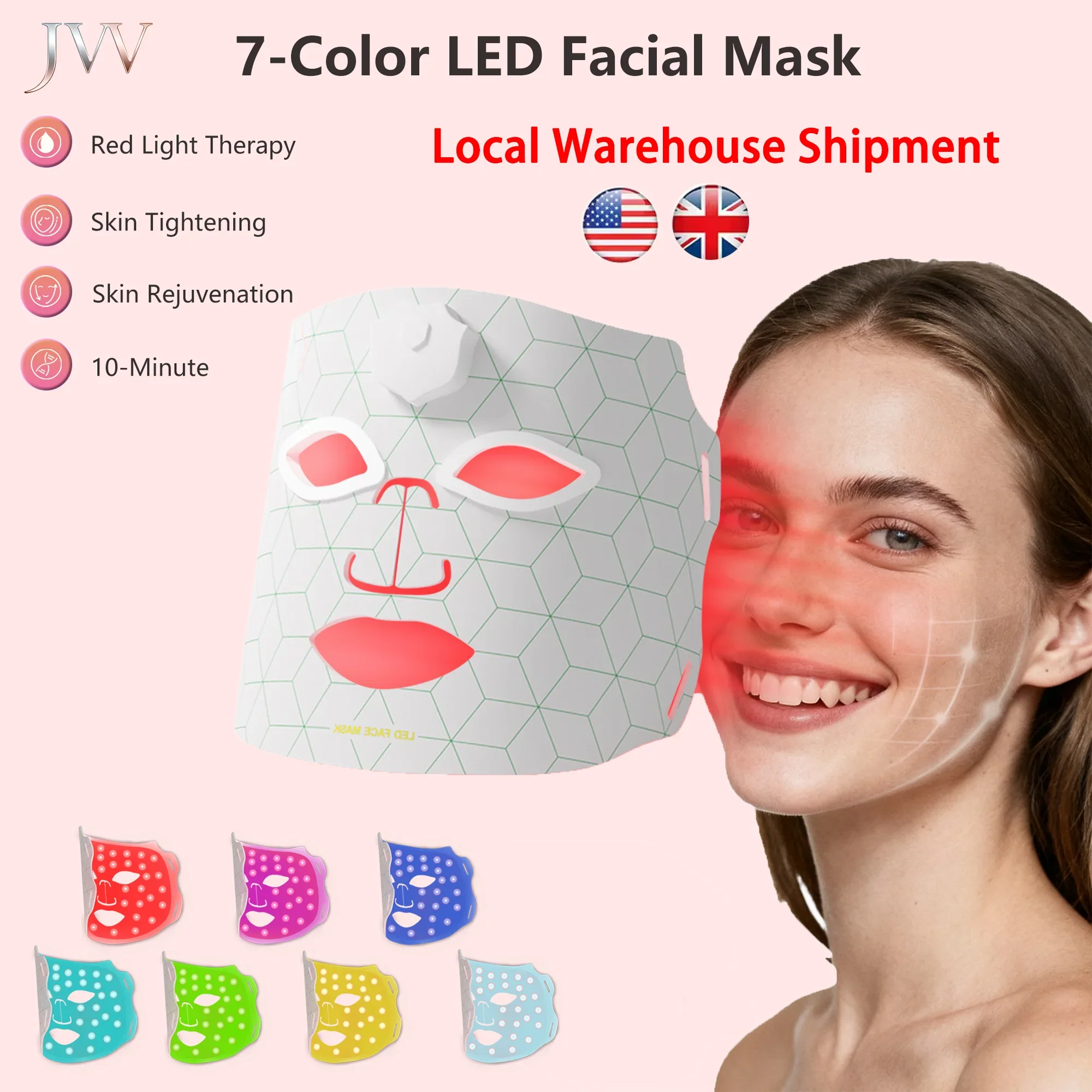 NNEOBA 7-Color LED Facial Mask for Light Therapy Skincare