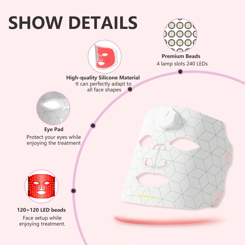 NNEOBA 7-Color LED Facial Mask for Light Therapy Skincare