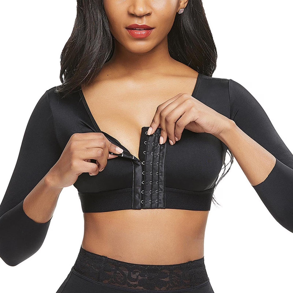 Arm Shaper for Women Post Surgery Arm Lipo Compression Sleeves Slimming Arm Front Closure Shapewear Bra Cropped Shaper Tops
