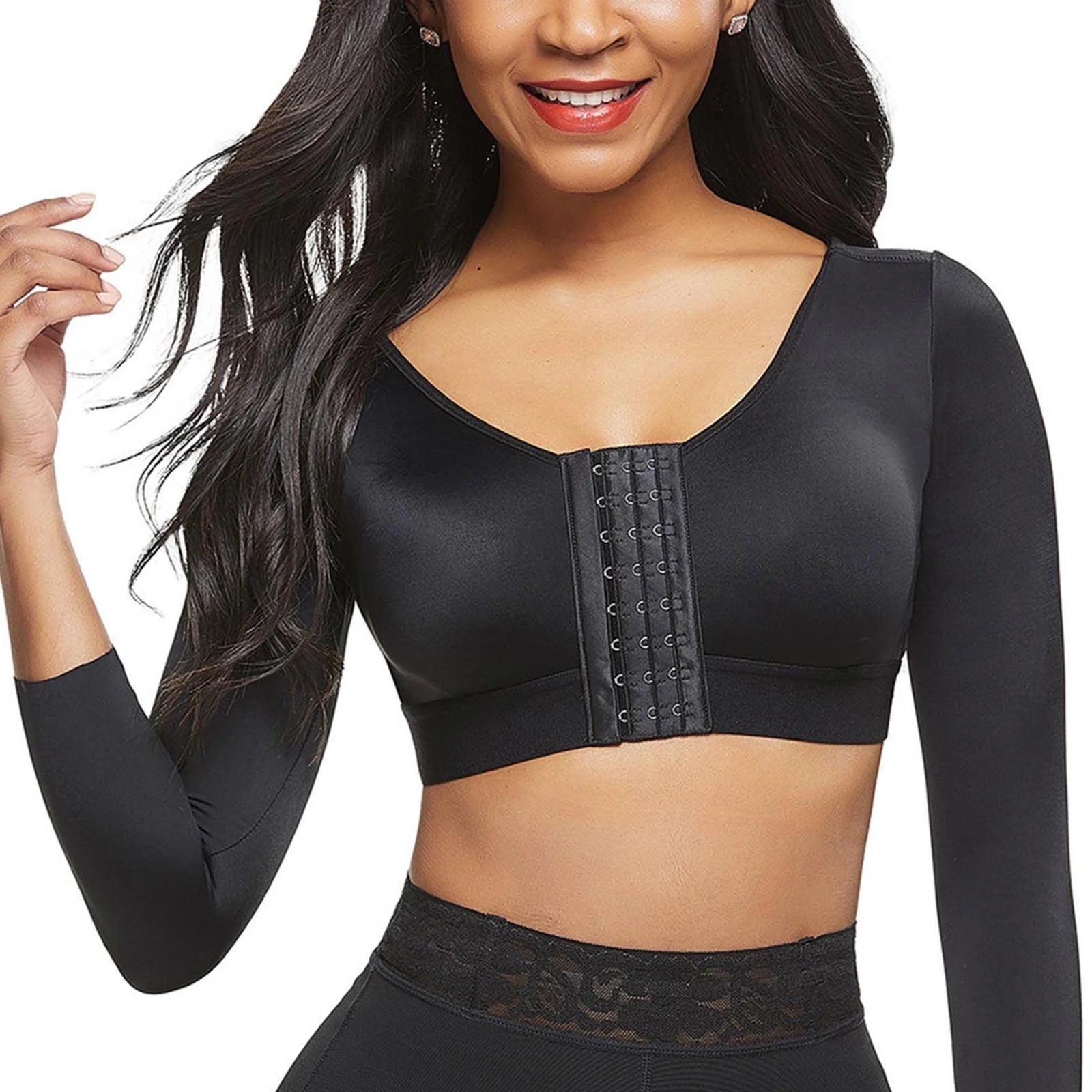 Arm Shaper for Women Post Surgery Arm Lipo Compression Sleeves Slimming Arm Front Closure Shapewear Bra Cropped Shaper Tops