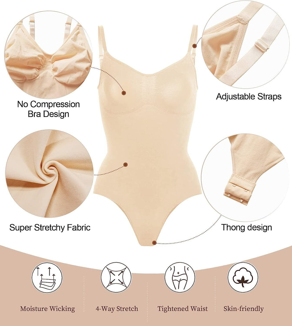 Women Bodysuit Tummy Control Thong Shapewear Full Body Shaper