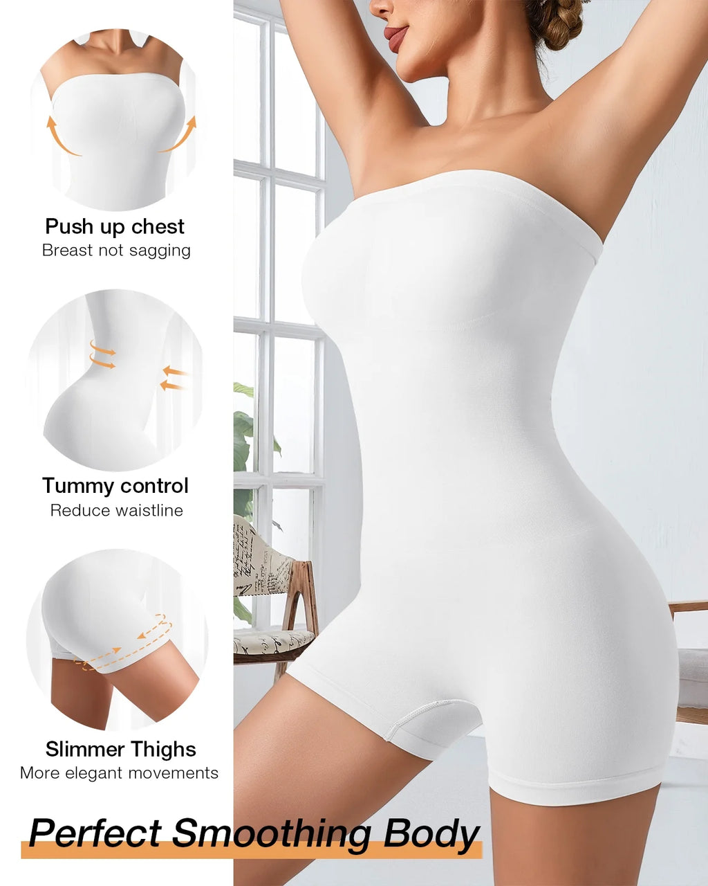 Strapless Shapewear Bodysuit for Women Tummy Control Body Shaper