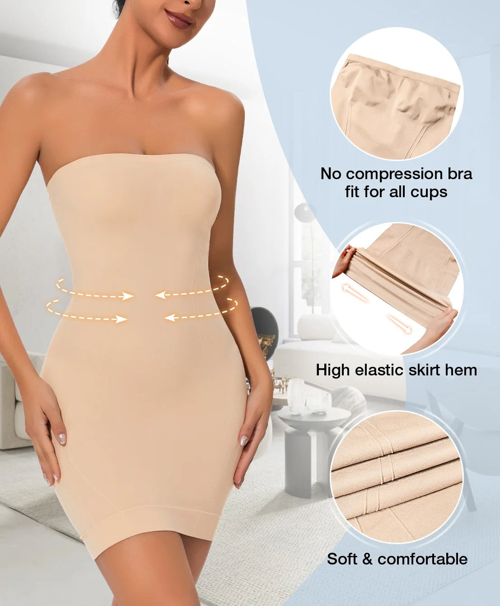 Strapless Shapewear for Women Full Slip Shapewear Dress Tummy Control Slip for Women under Dress