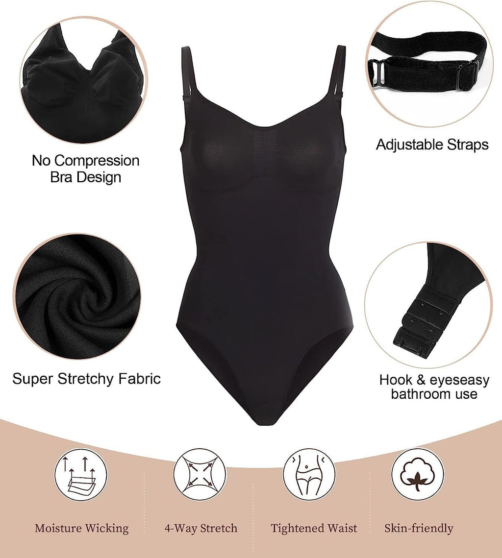 Women Bodysuit Tummy Control Thong Shapewear Full Body Shaper