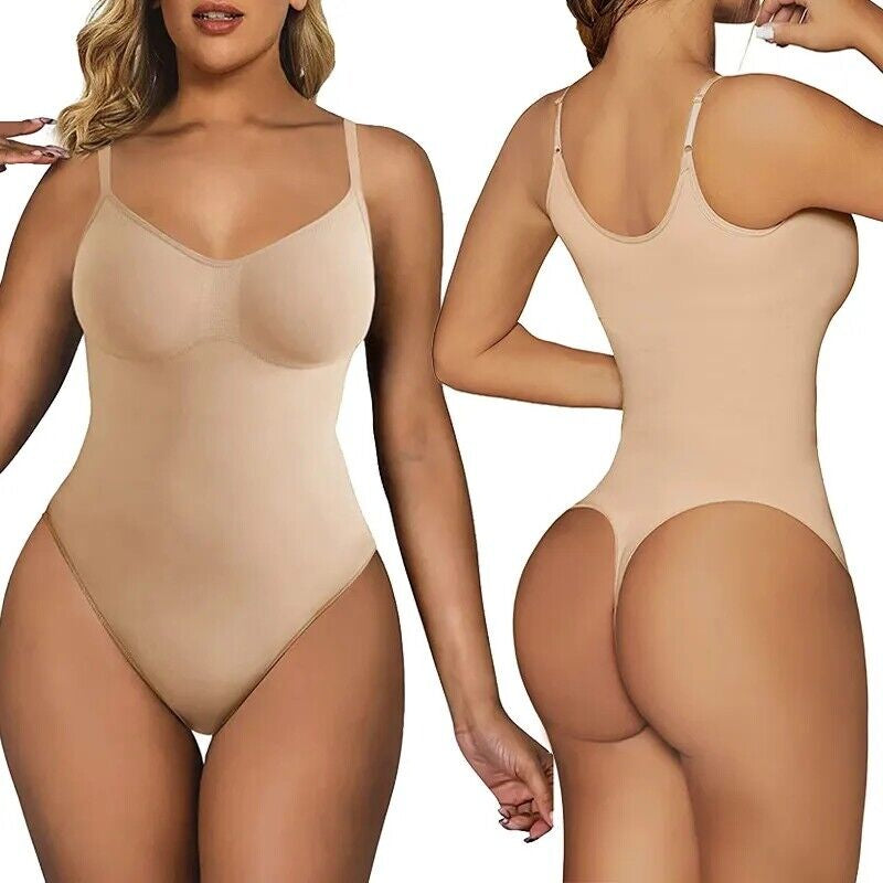 Women Bodysuit Tummy Control Thong Shapewear Full Body Shaper